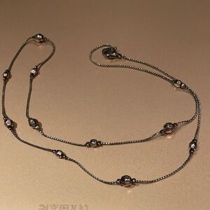 Dainty Blacktone Minimalist Station Necklace